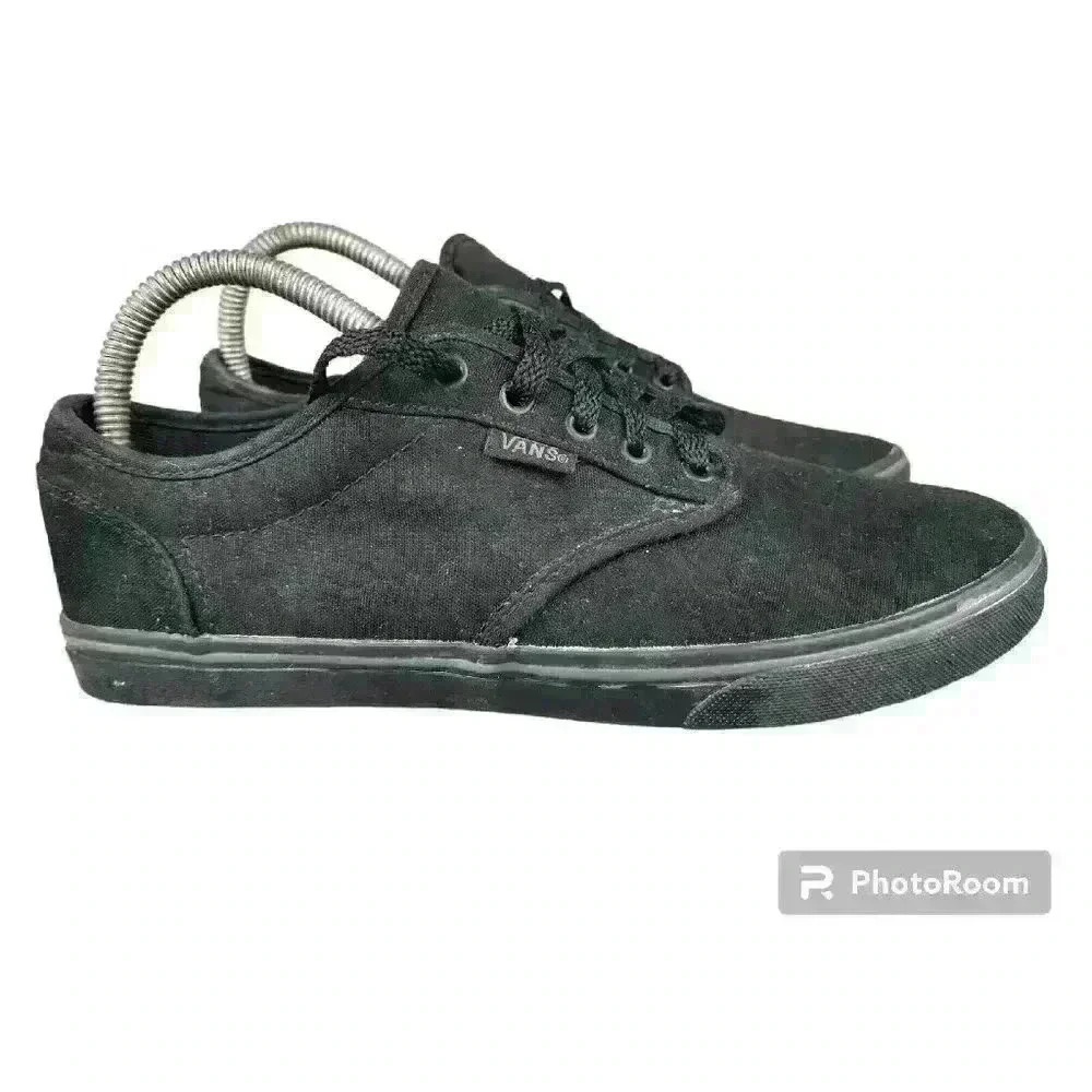 Vans Off The Wall Low Top Lace Up‎ Skate Shoes Women 7.5 Triple Black Sneakers